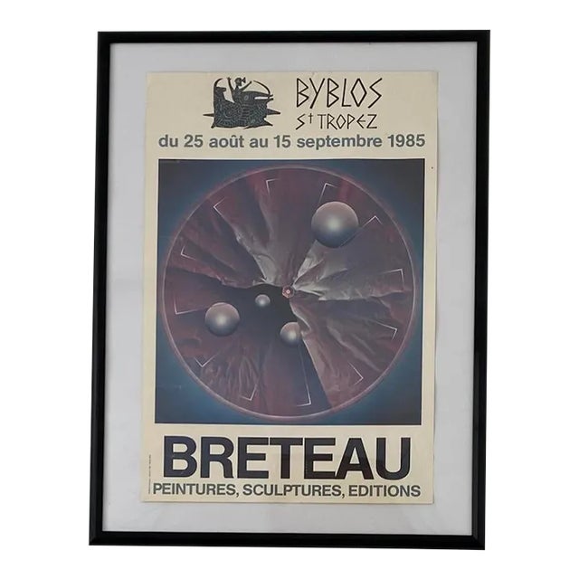 Vintage Poster St.Tropez Signed by Renown French Artist Patrice Breteau For Sale