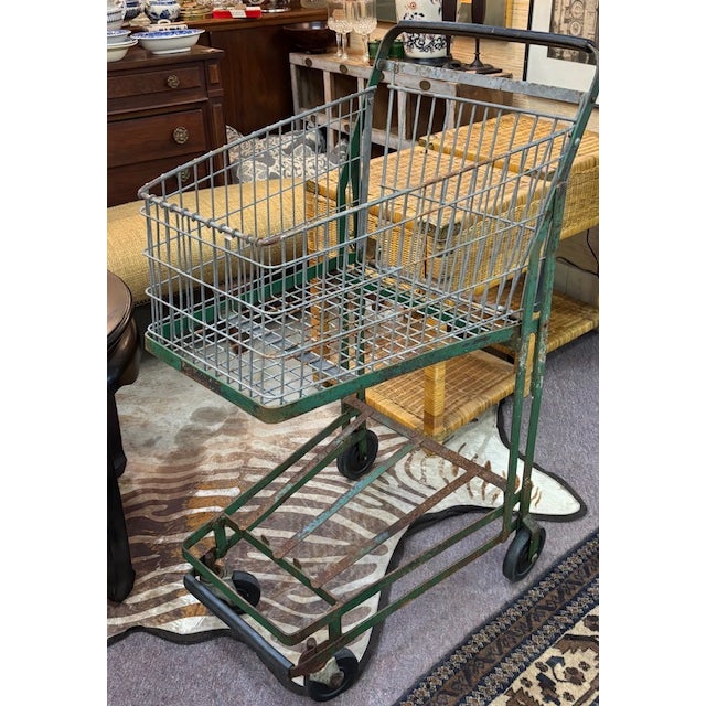 American Early 20th Century French Style Metal Grocery Cart - Display or Merchandising Piece, Decorative Object For Sale - Image 3 of 7