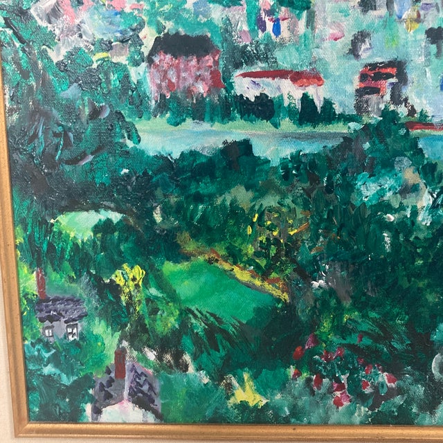 Mid-Century Expressionist Hillside Landscape Oil Painting – Framed For Sale - Image 4 of 12