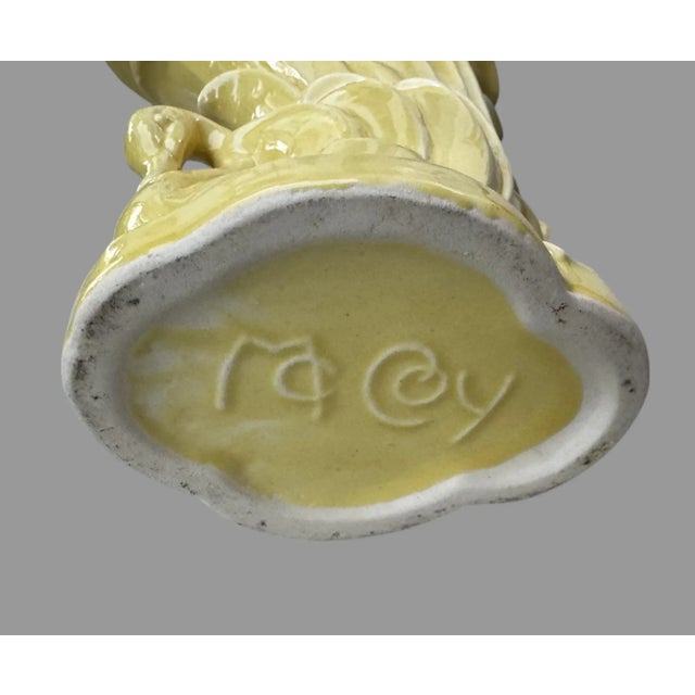 Vintage Signed McCoy Figural Swan 9” Yellow Art Pottery Vase For Sale - Image 4 of 8