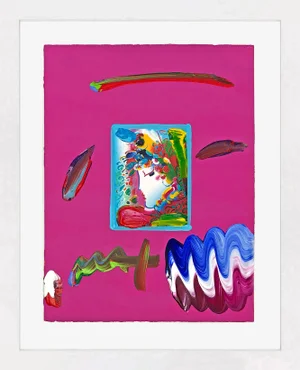 Peter Max Blushing Beauty (Unique Mixed Media on Paper), 2009