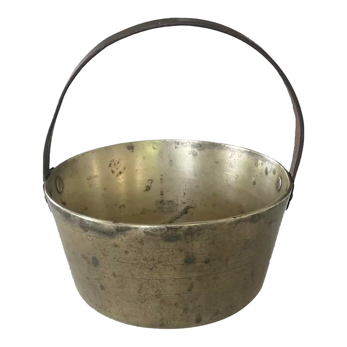 Antique Heavy Brass Jam Pail Gathering Bucket Iron Handle | Chairish