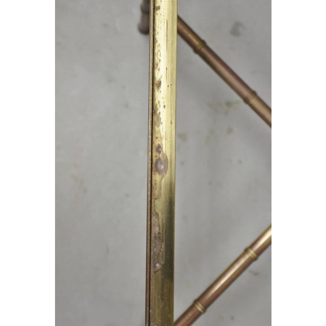 Gold Vintage Hollywood Regency Brass Faux Bamboo Square Glass Top Low Side Table For Sale - Image 8 of 15