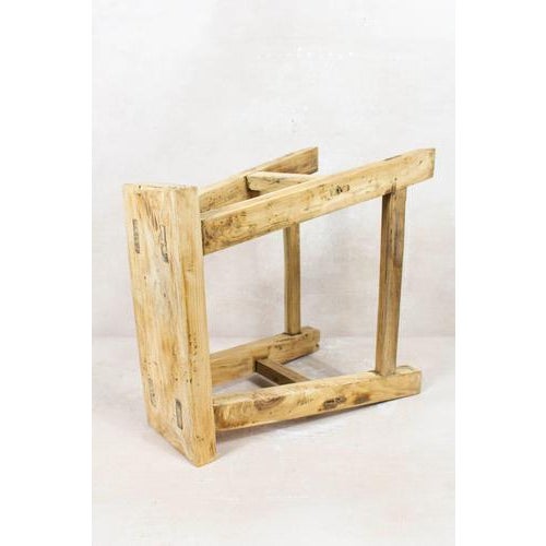Vintage Rustic Stool in Elm For Sale - Image 4 of 5