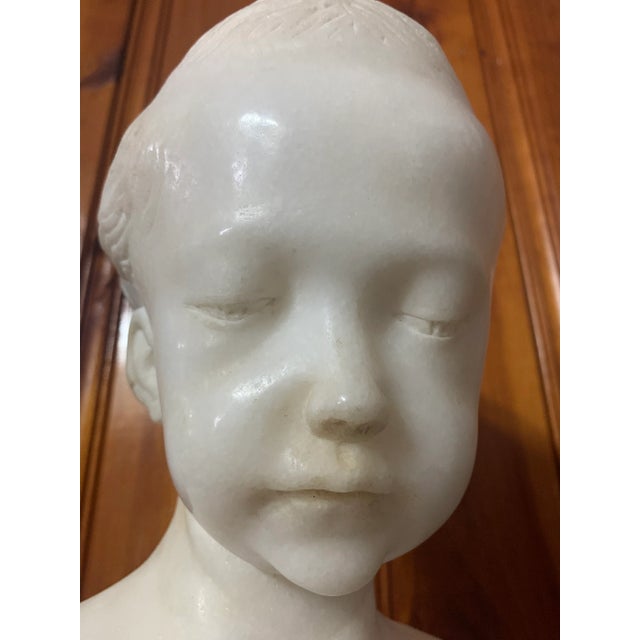 Antique Carved Marble Bust of a Young Girl For Sale - Image 10 of 12
