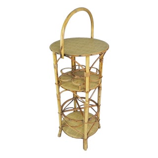 Vintage Bamboo Bottle Rack Side Table, 1950s For Sale