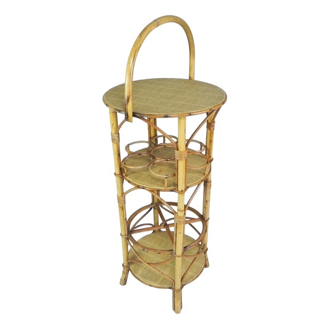 Vintage Bamboo Bottle Rack Side Table, 1950s For Sale