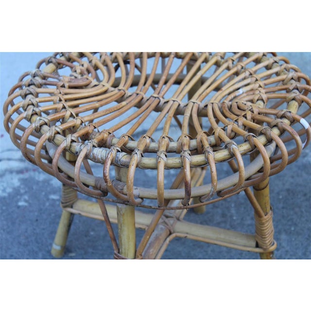 1950s Italian Bamboo Stool, 1950s For Sale - Image 5 of 8
