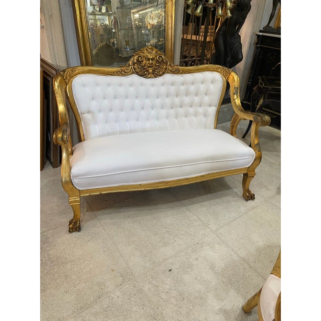(3 Pc) Antique French Sofa and Chair Set For Sale - Image 11 of 12