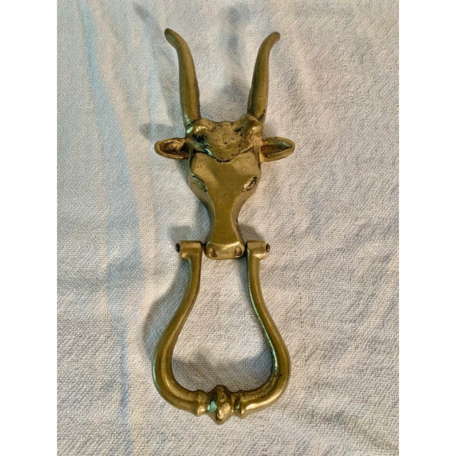 Mid 20th Century Brass Longhorn Cow Doorknocker For Sale - Image 11 of 12