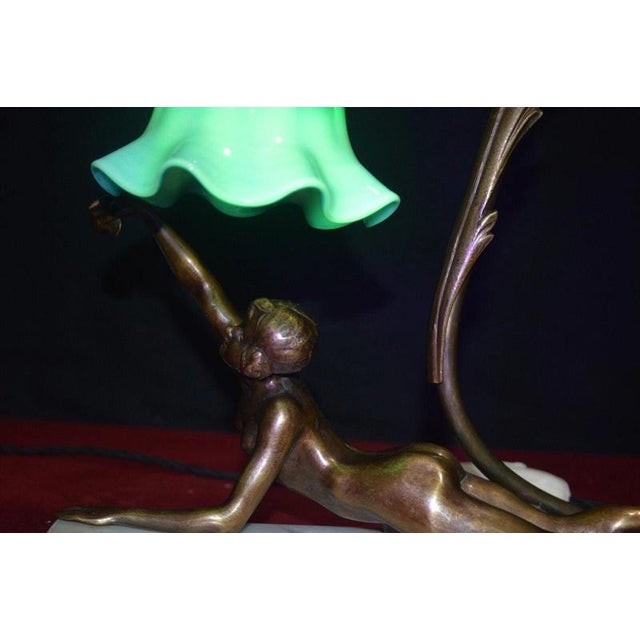 French Art Deco Gilt Bronze Nude Figure Table Lamp, 1930 For Sale - Image 15 of 18