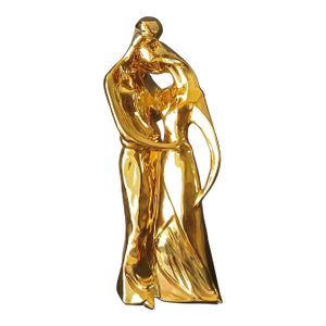 Mid 20th Century Jaru Sculpture Embracing Couple 22kt Gold PLTD Ceramic Incredibly Beautiful MCM