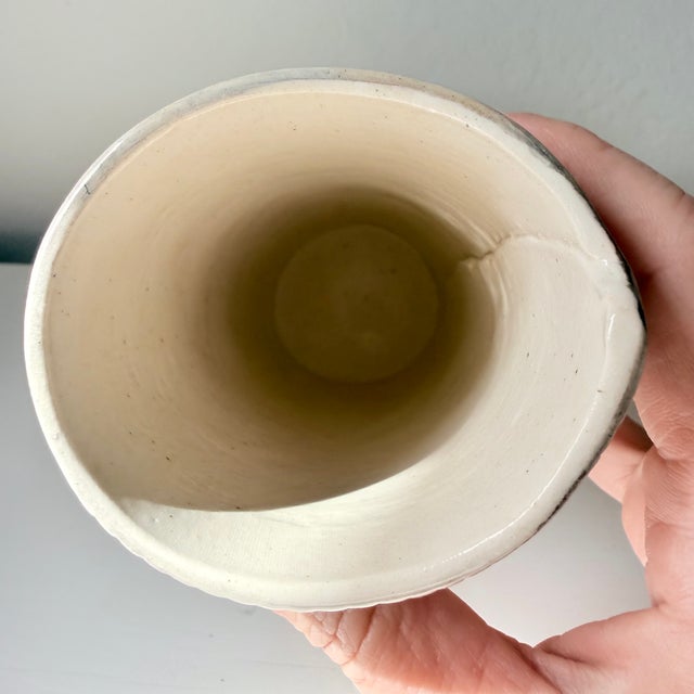 1990s Ash Works Pottery Vase 1990 Anne Schiesel-Harris Black White Ceramic Cylinder For Sale - Image 5 of 5