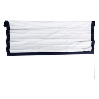 Custom Made Roman Shade in White and Navy For Sale