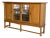 In Style of Henning Kjærnulf Large Oak Sideboard Сredenza With 2 Leaded Glass Mid-Century Modern Denmark 1960s For Sale
