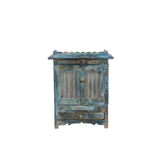 Indian Vintage Indian Painted Small Cabinet For Sale - Image 3 of 5