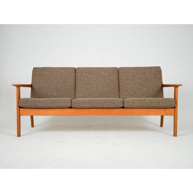 Mid-Century Modern Mid-Century Teak GE-265/3 Wollstoff Sofa by Hans J. Wegner for Getama, 1960s For Sale - Image 3 of 14