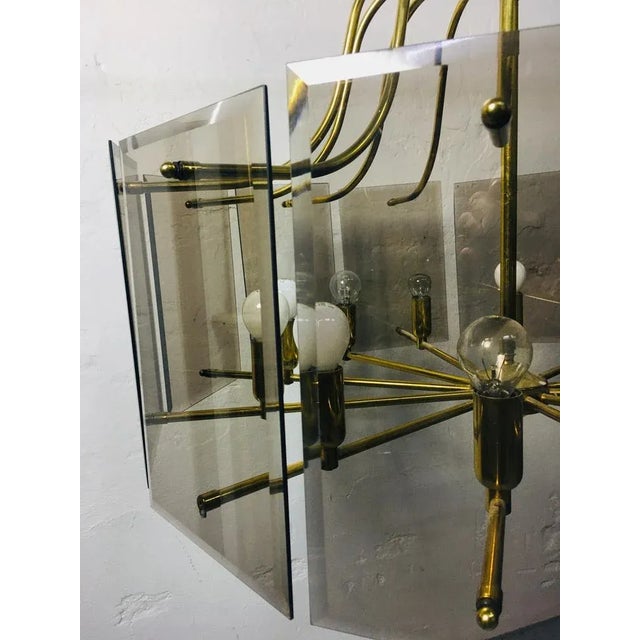 Mid-Century Modern Vintage Copper Chandelier with Smoke Colored Glass Panels, 1970s For Sale - Image 3 of 5