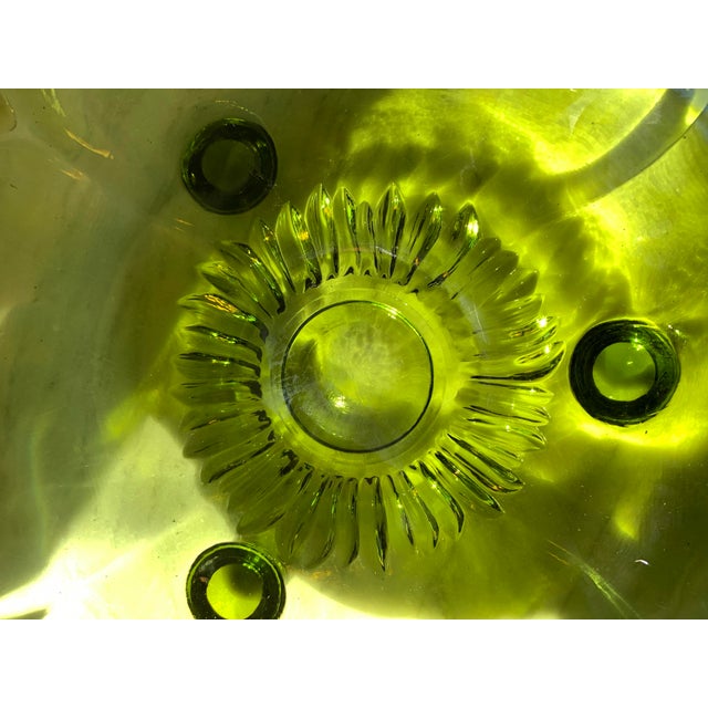 Glass 1960s Mid Century Avocado Green Glass Serving Bowl For Sale - Image 7 of 10