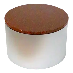 Post Modern Minimalist Metal Clad Drum Table W Rouge Marble Top C 1970/1980's
