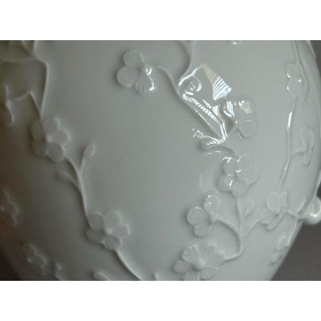 White Vintage Mma Blanc De Chine Teapot Portugal Hard Paste Porcelain Cherry Blossom For Sale - Image 8 of 12