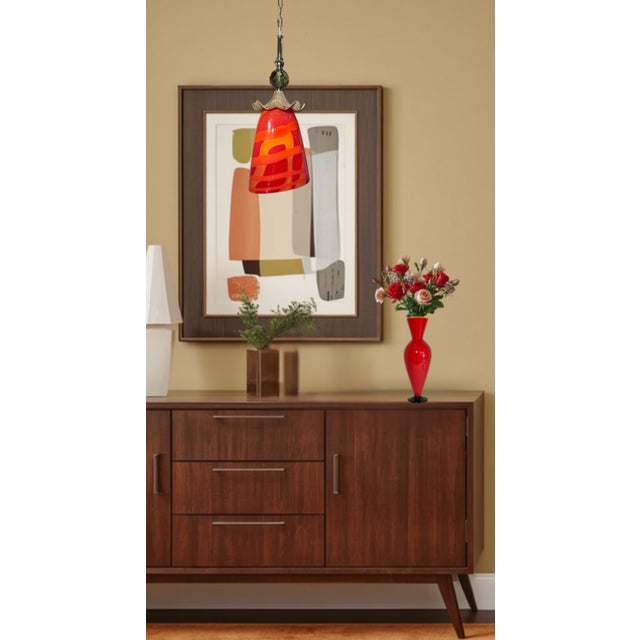 Late 20th Century Murano Orange Red Abstract Flower Bud Pendant Light For Sale - Image 12 of 18