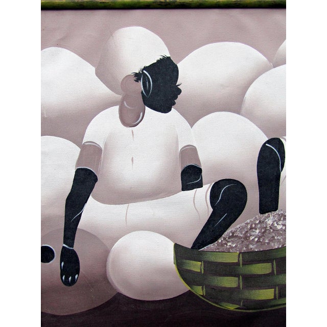 1980s 1980s Signed Nini Haitian Style Original Oil Painting, Professionally Framed For Sale - Image 5 of 10