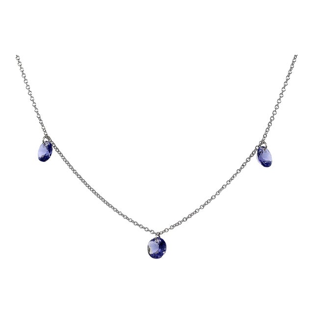 18k(750) White Gold Natural Amethyst Pendant Necklace With Chain For Sale