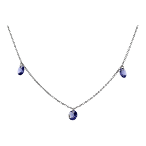 18k(750) White Gold Natural Amethyst Pendant Necklace With Chain