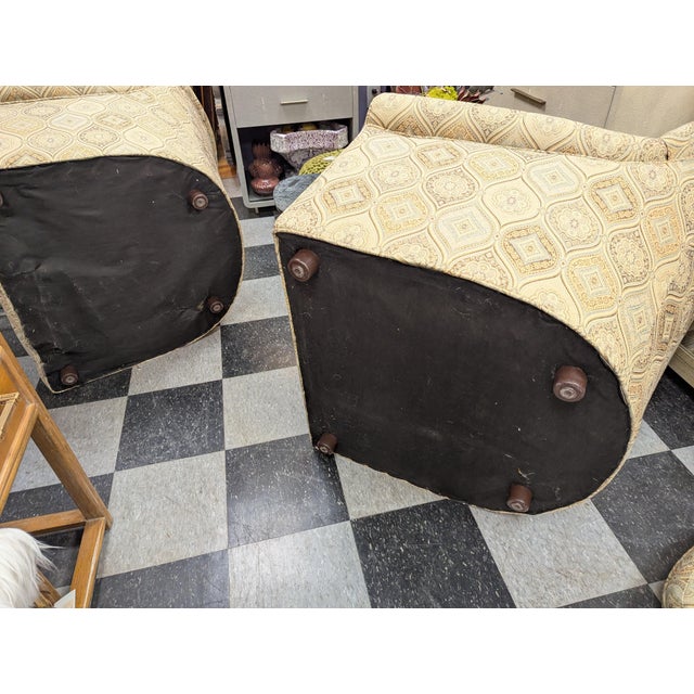 Gold Pair of Barrel Chairs For Sale - Image 8 of 13