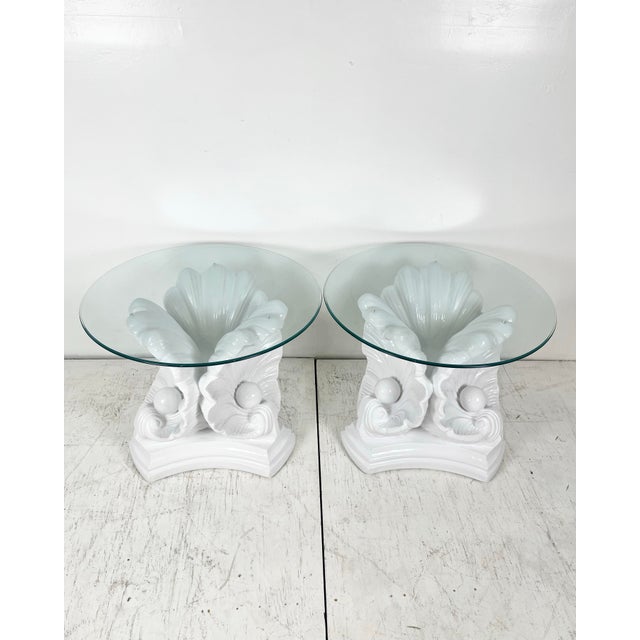Vintage Plaster Shell Side Tables- A Pair For Sale - Image 11 of 12