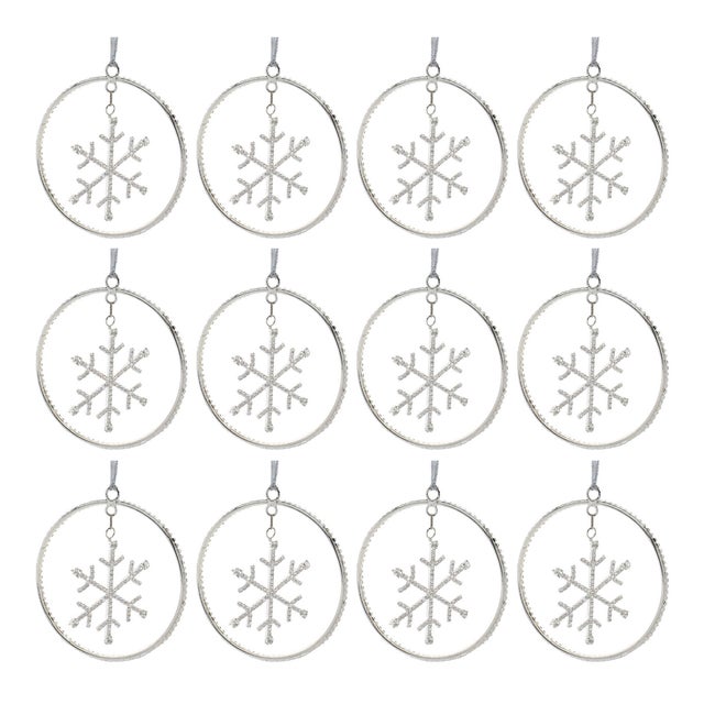 2020s Jeweled Metal Hanging Snowflake Ornament (Set of 12) For Sale - Image 5 of 5