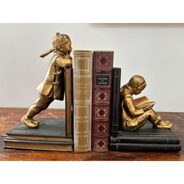 Art Deco Gilt Metal Bookends by Ronson Oriental Sculptures Circa 1930 For Sale - Image 13 of 13
