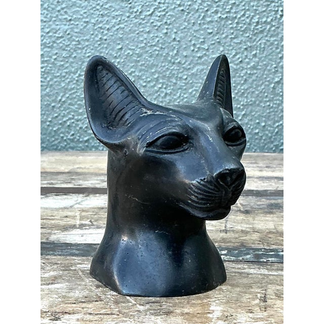 Vintage Metal Cat Head Paperweight For Sale - Image 10 of 12