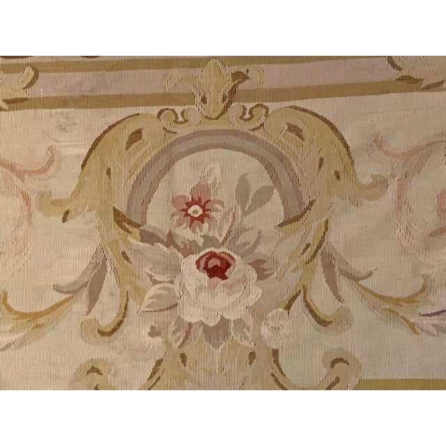 20th Century French Pink Purple White Floreal Central Medallion Aubusson Rug, 1920s For Sale - Image 10 of 17