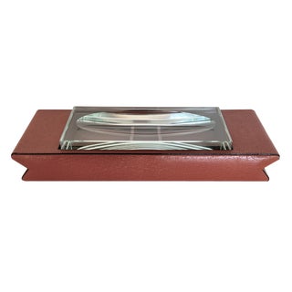 Italian Casket for Desk in Leather and Glass from Fontana Arte, 1970s For Sale
