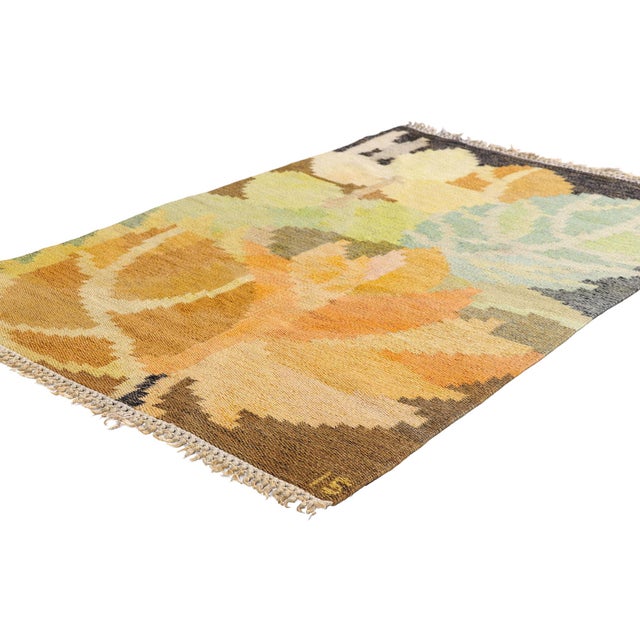 79357 Vintage Ingegerd Silow Swedish Rollakan Rug, 02'08 x 04'01. The Höstlöv Reverie: An Ingegerd Silow Swedish...