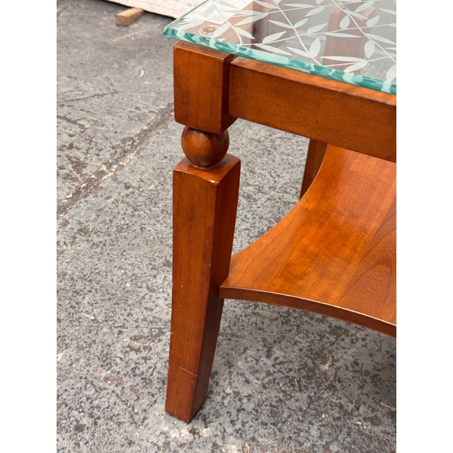 Brown Custom Wood + Glass Side Table For Sale - Image 8 of 12