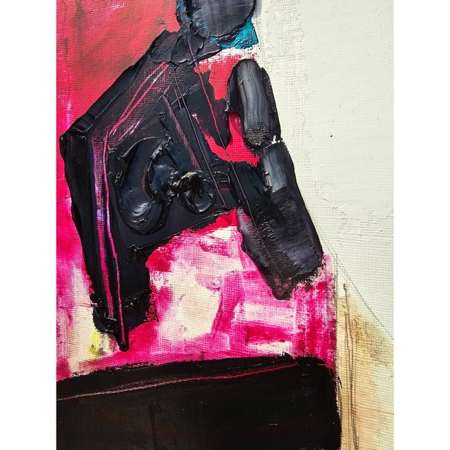 Purple Original Oil Painting 'Portrait of a Woman' by Diane Grant, Unframed For Sale - Image 8 of 12