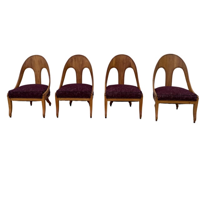 1970s Attributed to Michael Taylor for Baker Spoon Back Slipper Chairs in Natural Finish, Sold in Pairs For Sale - Image 6 of 9