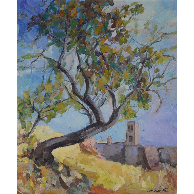 Antoinette Patoechi, The Leaning Tree of Sitges, Oil on Canvas For Sale