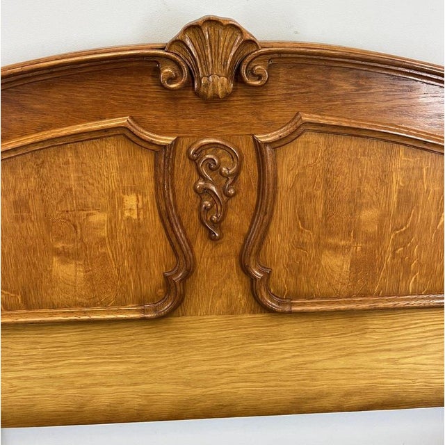 Brown Vintage French Louis XVI Double Bed Frame with Bedside Tables For Sale - Image 8 of 15