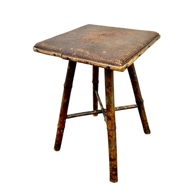 English Late 19th Century English Bamboo Stand With Raffia Top For Sale - Image 3 of 8