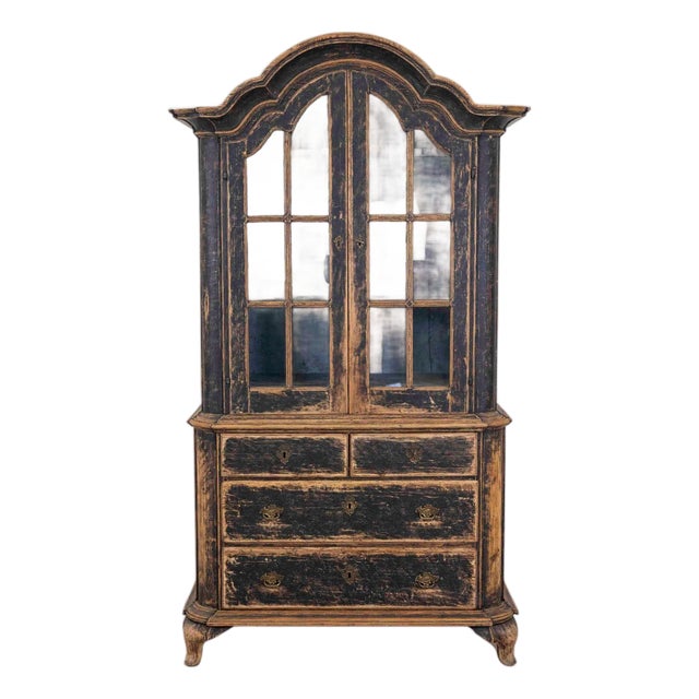 Period Rococo Cabinet with Glass Doors, circa 1820 For Sale