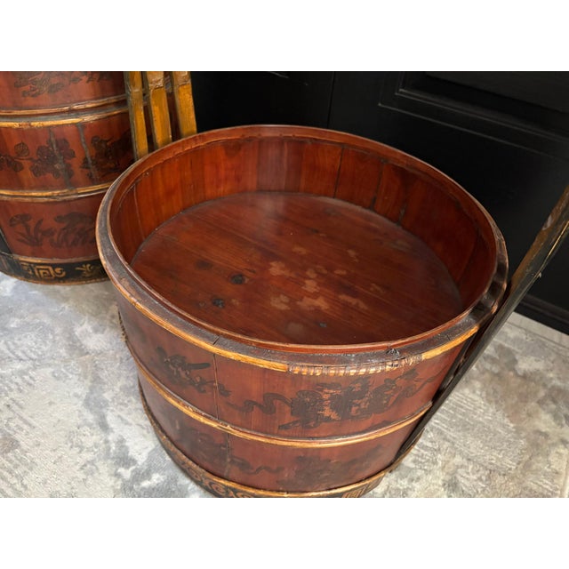 Pair Large 19th Century Chinese Wedding Baskets For Sale - Image 11 of 15