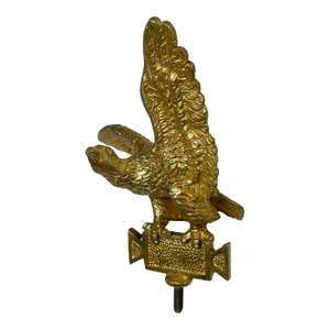 Antique Gold Gilded Solid Brass Bronze Open Winged Eagle Bird Heavy Flag Finial