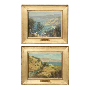 Pair of Framed Oil Paintings of Santa Barbara by DeWitt Parshall