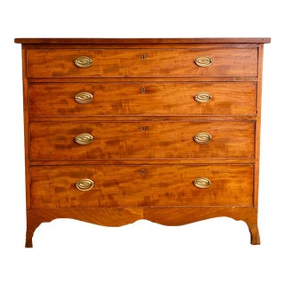 Antique Early 1800s Neoclassical New England Mahogany Chest of Drawers, Signed J. Anderson For Sale