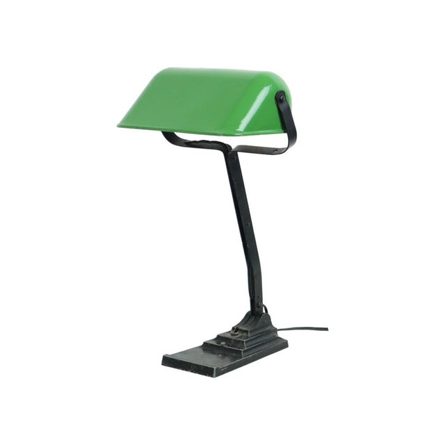 Art Deco Model 52 Banker's Desk Lamp with Green Enamel Shade from Erpe, 1920s For Sale - Image 11 of 11