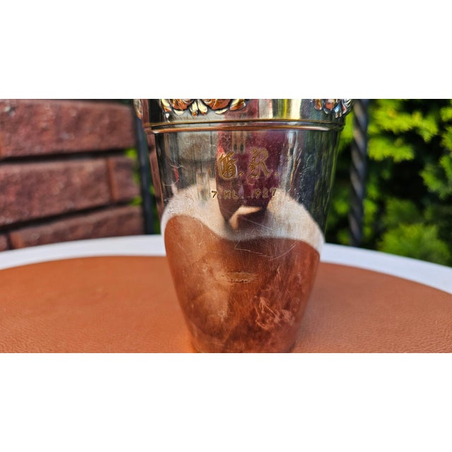 1920s Art Deco Silver-Plated Vase with Embossed Floral Design, 1927 For Sale - Image 5 of 9